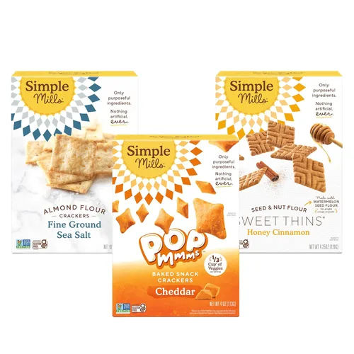 Miniatura 13 de Simple Mills Galletas de Harina de Almendra, Tomate Seco y Albahaca - Sin Gluten, Veganas, Aperitivos Saludables, a Base de Plantas, 4.25 Onzas