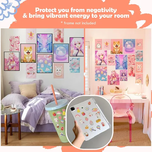 Miniatura 5 de 97 Decor Póster de arte de pared Kawaii – Lindo collage estético de decoración de habitación de anime para dormitorio, habitación de niños