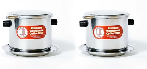 Miniatura 16 de Juego de filtros de café vietnamita También se le conoce como cafetera vietnamita o prensa extragrande, Acero inoxidable