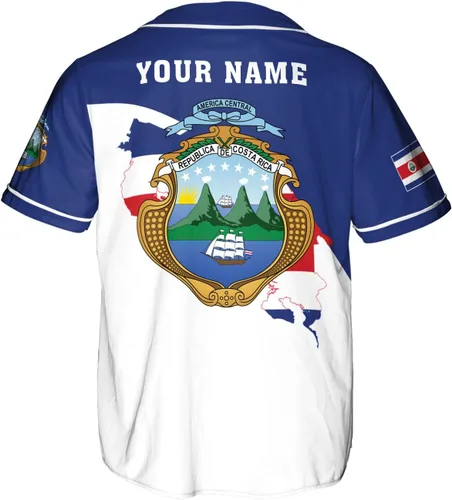 Miniatura 2 de Leeprints - Camiseta de béisbol personalizada de Costa Rica, camiseta de béisbol costarricense para hombres y mujeres, camiseta de bandera de Costa