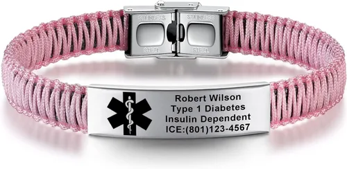 Miniatura 20 de Pulseras de alerta médica para mujeres Pulseras de identificación médica personalizables para hombres, niñas y niños Pulseras médicas trenzadas