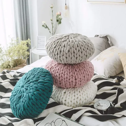 Miniatura 2 de vctops Almohadas de punto grueso en forma de caramelo con inserto súper suaves y acogedoras, cojines decorativos hechos a mano