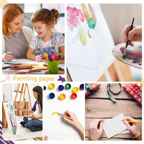 Miniatura 5 de Prudiut 120 hojas de papel de acuarela a granel, 140 lb/300 GSM papel blanco de algodón prensado en frío, 5 x 7 pulgadas, perfecto para niños