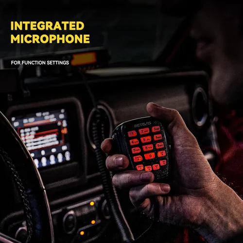 Miniatura 3 de Retevis RA87 GMRS Radio móvil, estación base de transceptor móvil de alta potencia con cable, 8 canales repetidores, Chirp, reloj dual, radio