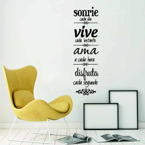 Miniatura 4 de Calcomanía de pared con reglas familiares inspiradoras españolas, Sonríe, Vive, cita AMA para comedor y sala de estar, arte de vinilo de PVC