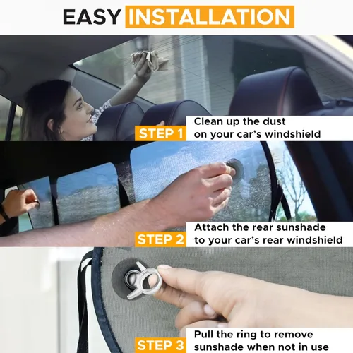Miniatura 5 de EcoNour Parasol para ventana trasera para automóvil, parasol para ventana trasera con 99% de protección solar contra los rayos UV y el calor.