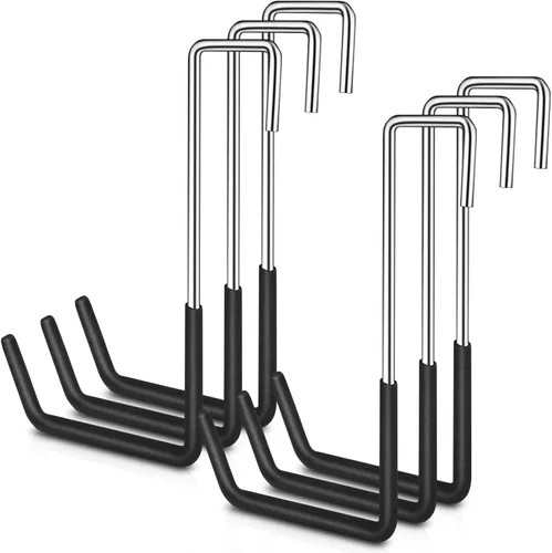BOBOKA Paquete de 6 ganchos resistentes para colgar ganchos grandes con revestimiento de vinilo en forma de S para colgar escaleras, perchas para
