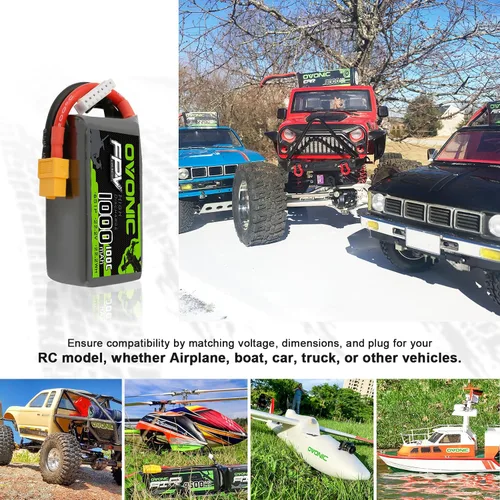 Miniatura 5 de OVONIC Batería LiPo de 1000mAh 6S 100C con enchufe XT60 para FPV Racing RC Quadcopter Helicóptero Avión Multimotor Hobby DIY-2Packs