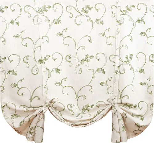 Miniatura 41 de VOGOL - Cenefa de cortinas bordadas con vides, cenefa con bolsillo para ventanas, 52 x 18 pulgadas, verde pasto