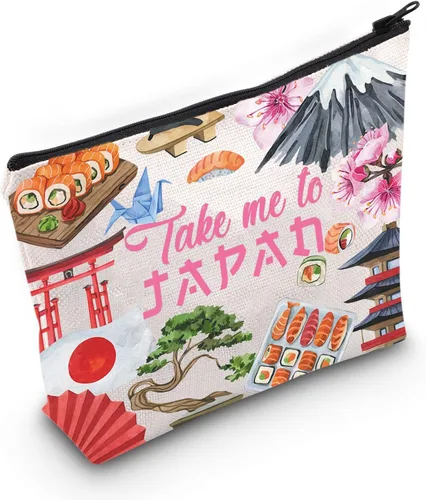 WZMPA Bolsa de cosméticos de viaje de Japón Regalo de recuerdo de Japón Llévame a Japón Bolsa de cremallera Bolsa de regalo de cultura japonesa,