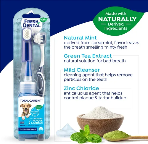 Miniatura 3 de Naturel Promise Kit de cepillo dental fresco y pasta de dientes para perros, kit de limpieza de dientes para eliminación de placa y sarro, contiene