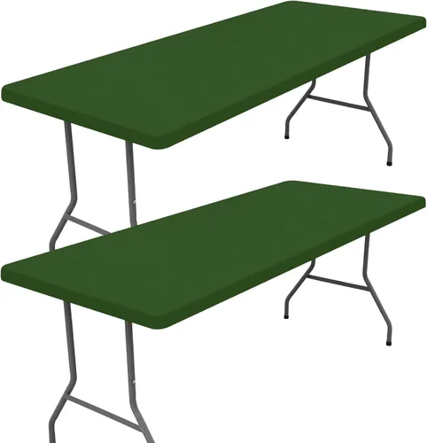 Miniatura 50 de Moosfor Paquete de 2 manteles rectangulares de elastano de 4 pies, elásticos y ajustables para pícnic, cubierta de mesa de patio elástica y lavable