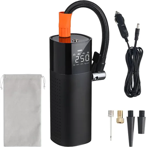 Compresor de aire portátil para inflador de neumáticos con monitor de presión digital y bomba eléctrica con cable de luz LED para automóvil,