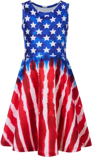 Miniatura 38 de Funnycokid Vestido de Sirena para Niñas, Sin Mangas, de Verano, para Cumpleaños, de Fiesta con Volantes, Ropa de 4 a 13 Años