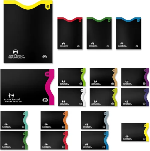 Miniatura 11 de 18 fundas de bloqueo RFID (14 soportes para tarjetas de crédito y 4 protectores para pasaportes) conjunto de protección premium contra robo