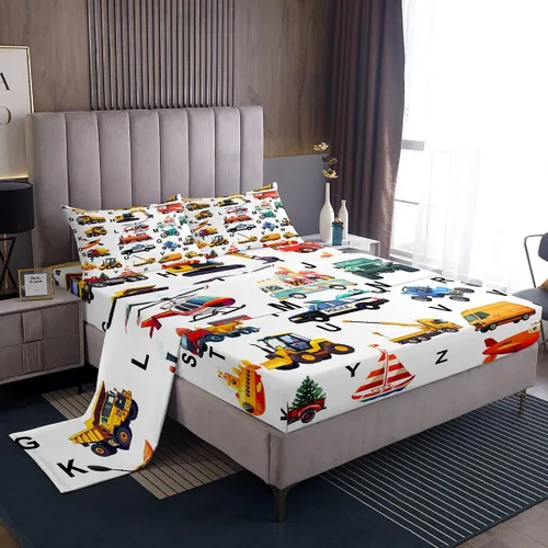 Miniatura 21 de Feelyou Juego de ropa de cama con alfabeto 3D, juego de sábanas coloridas del alfabeto inglés para niños y adultos, sábanas de dibujos animados