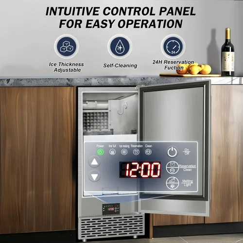 Miniatura 7 de Máquina de hielo bajo mostrador - 120 libras/día, empotrada/independiente, autolimpieza, puerta reversible, almacenamiento de hielo incorporado
