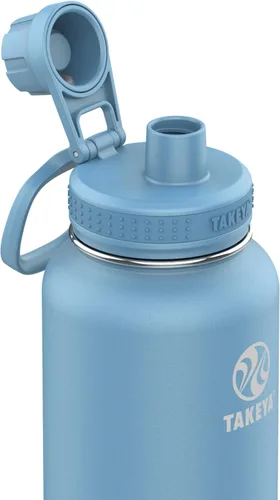 Miniatura 2 de Takeya Actives - Botella de agua de acero inoxidable, con aislamiento térmico y tapa de boquilla, capacidad de 32 onzas, color azul piedra Piedra