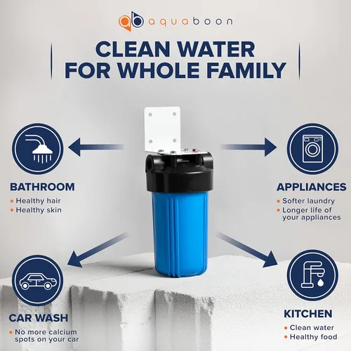 Miniatura 57 de Aquaboon 10x4.5 Carcasa para filtro de agua para toda la casa Filtro de agua certificado NSF para sistema de filtración con medidor y liberación