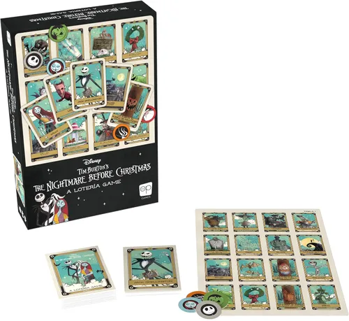 Miniatura 3 de Lotería: Disney Tim Burton’s The Nightmare Before Christmas Juego tradicional de Lotería Estilo bingo, con arte y ilustraciones personalizadas