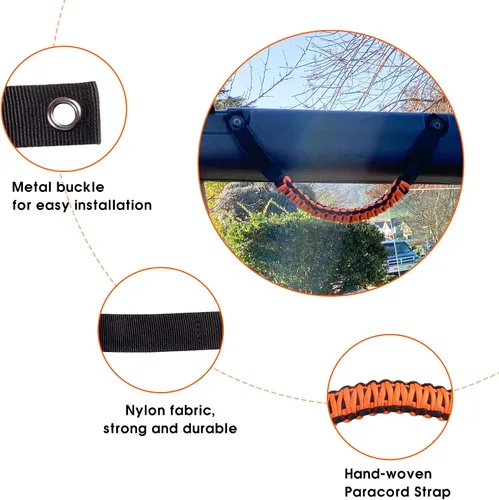 Miniatura 2 de Asas de Agarre para Barra Antivuelco Manijas de Agarre de Paracord para Accesorios Ford Bronco 2021 2022 2023 2024 2025 2 Puertas 4 Puertas, Paquete