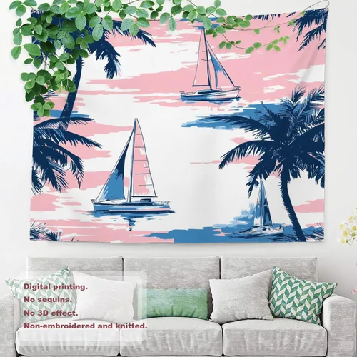 Miniatura 8 de Shrahala Beach Vacation Seaside Relaxation Tapestry, Nautical Summer Getaway Wall Hanging Hd Print Polyester Backdrop For Dorm Room Bedroom 30 X 40