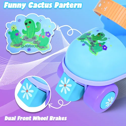 Miniatura 2 de Patines de ruedas para niños niñas y niños de 2 a 6 años, patines ajustables para principiantes de cuatro ruedas para niños pequeños Azul