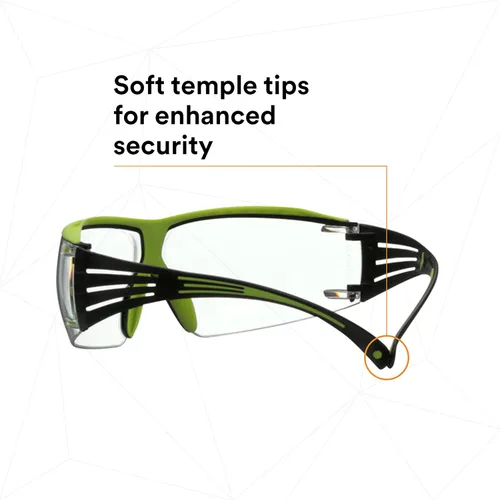 Miniatura 7 de 3M Gafas de seguridad, SecureFit 400X, ANSI Z87, lente transparente antivaho y antiarañazos, marco verde y negro, protector de cejas, ligero, puente