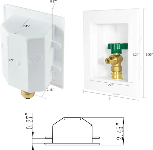Miniatura 2 de EFIELD Caja de salida preensamblada para máquina de hielo Pex, crimpado Pex F1807 de 1/2 pulgada con válvula de bola de 1/4 de vuelta instalada