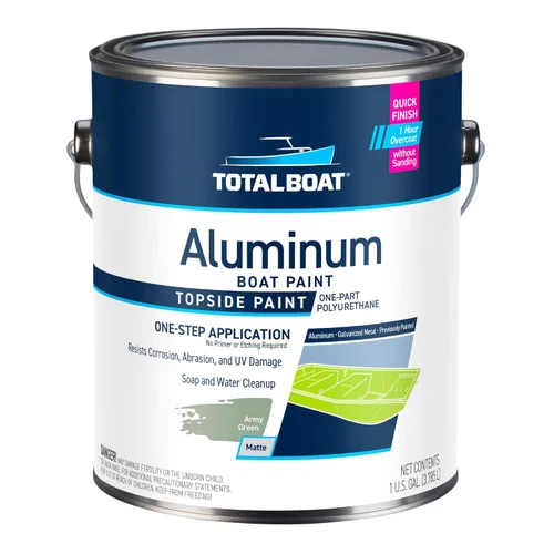 Miniatura 10 de TotalBoat Pintura de aluminio para lanchas, barcos bajos, botes, botes anfibios, barcos Jon y pontones (Verde Ejército, Quart)