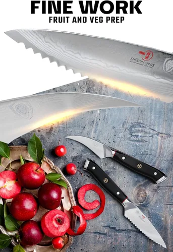 Miniatura 3 de Dalstrong Shogun Series - Juego de cuchillos de pelar, 3 piezas, cuchillo japonés de acero de Damasco, 3.5 pulgadas, pico de pájaro de 3 pulgadas