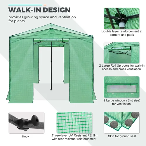 Miniatura 7 de EAGLE PEAK Invernadero portátil grande de 12 x 8 pulgadas, instalación rápida, para interiores y exteriores, puertas de entrada enrollables