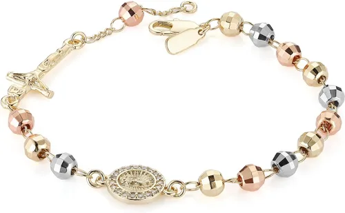 Miniatura 46 de HZMAN Pulsera de cruz con cuentas de rosario virgen de Guadalupe ajustable para mujer, regalo de joyería