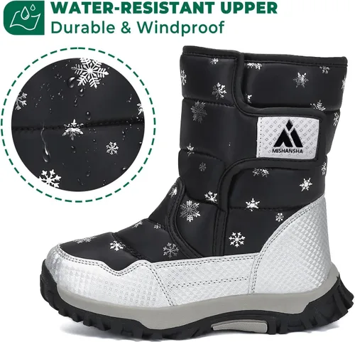 Miniatura 2 de Mishansha - Botas de nieve para niñas, niños niños pequeños niños grandes invierno, cálidas, impermeables, antideslizantes, anti colisión, corte