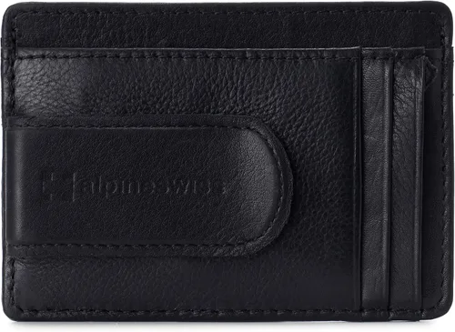Alpine Swiss RFID Dermot dinero clip frontal bolsillo cartera para hombres cuero viene en una caja de regalo, Negro -, Talla única, Clip de dinero