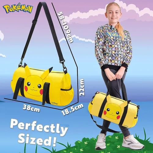 Miniatura 6 de Pokemon Bolsa de viaje para niños, bolsa de gimnasio durante la noche, kit de fútbol deportivo Pikachu, bolsa de mano, bolsa de equipaje de mano