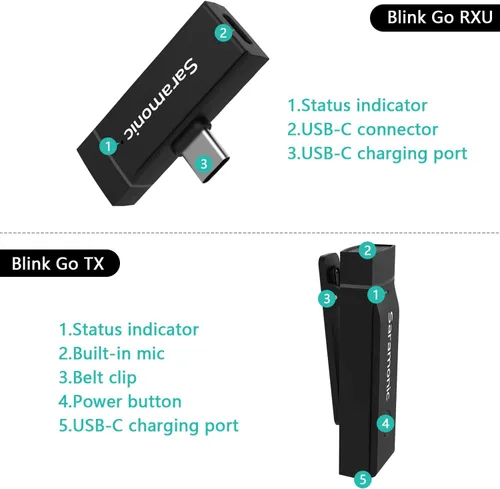 Miniatura 5 de Saramonic Micrófono inalámbrico para Android, Blink GO-U1 Micrófono inalámbrico Lavalier con cancelación de ruido para dispositivos