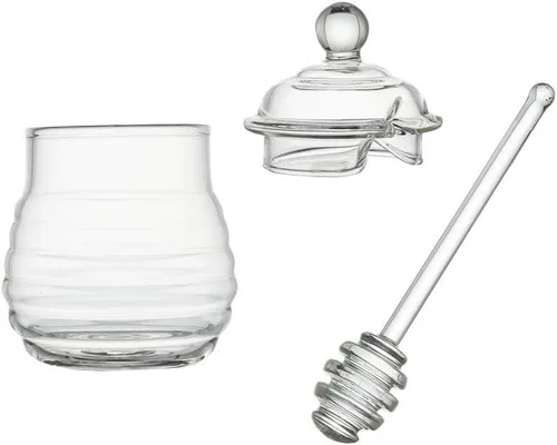 Miniatura 6 de Mkono Dispensador de Miel de Vidrio Frasco de Miel con Cucharón y Tapa Recipiente de Miel para Cocina del Hogar Almacenamiento de Miel y Jarabe, 9
