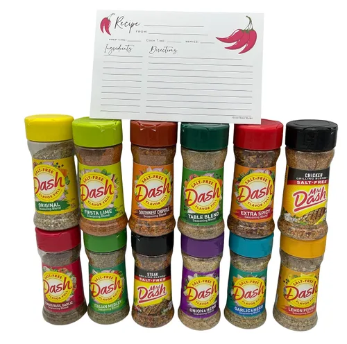Mezcla de condimentos sin sal, paquete de regalo, variedad de 12 sabores con tarjeta de recetas en blanco June Street Market