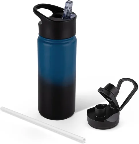Miniatura 67 de Botella de agua aislada de 64 onzas con tapas de pajita y boquilla, jarra de agua de acero inoxidable de medio galón con mango de paracord, vacío