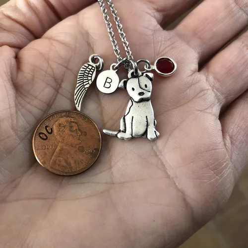 Miniatura 9 de Collar personalizado de Pitbull inicial y piedra natal opcional Memorial de Pitty Dog Regalo de Pit Bull