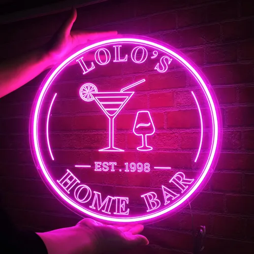 Miniatura 8 de Letrero de neón personalizado para bar de cócteles, regulable, con nombre personalizado, para cócteles de neón del año EST, letrero iluminado