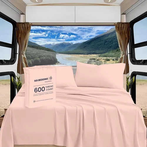 Miniatura 33 de SGI Bedding - Juego de sábanas de 600 hilos, 4 piezas, 100% de algodón egipcio, tamaño completo, juego de sábanas con bolsillo profundo de 38 cm