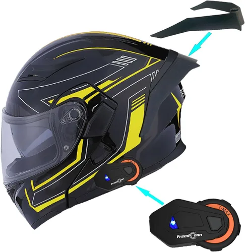 Miniatura 20 de 1Storm Casco modular de cara completa para motocicleta con doble visera abatible, protector solar: HB89