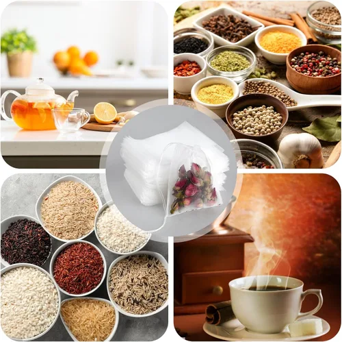 Miniatura 7 de 100 bolsas de té sueltas, bolsas de filtro de té, bolsas de malla desechables con cordón pequeño, bolsas de té vacías para café, bolsita