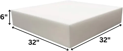 FoamRush Cojín de espuma para tapicería de alta densidad de 6 x 32 x 32 pulgadas (espuma cuadrada para sillas de comedor, silla y silla de ruedas)