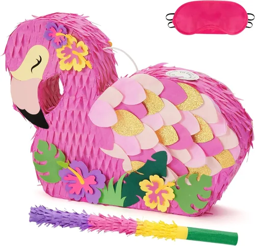 Miniatura 18 de WERNNSAI - Piñata de sirena plegable, piñata de cumpleaños con flecos que incluye cuerda para jalar, venda y bate. Decoraciones