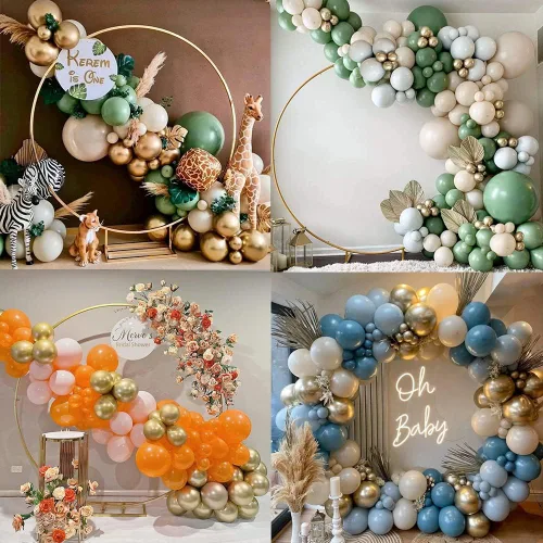 Miniatura 6 de UAEYW Kit de arco de globos redondos de metal dorado de 7.2 pies, soporte de arco de globos de círculo dorado de gran tamaño para fiesta