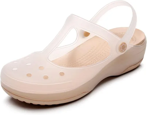 Miniatura 9 de Zuecos clásicos transparentes de color sólido para mujer, cómodos, suaves y antideslizantes, sandalias de playa de gelatina para actividades al aire
