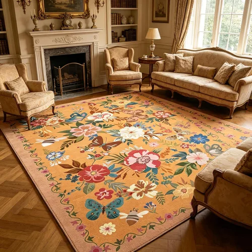 Miniatura 39 de Ukeler - Alfombra rústica con diseño floral para sala, dormitorio, comedor, Country rústico, Azul (luxury blue)
